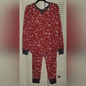 Cuddl Duds Festive Print Red Christmas Pajama Set XS Extra Small